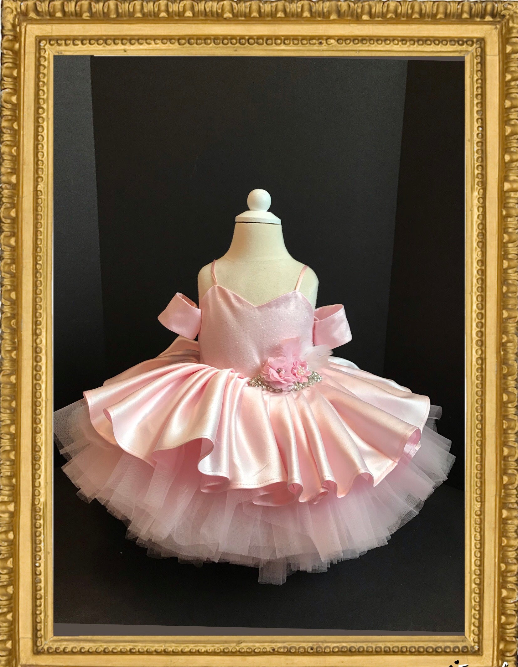 Girl pink first birthday flower girl pageant dress/ girl pink couture gown/ 1st birthday pink dress/ pink princess flower girl dress