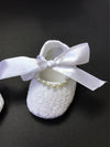 Girl christening white lace crib shoes, baby white ballerina baptism shoes, baby white lace up shoes, baby white crib shoes