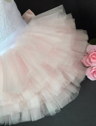 Pink princess dress, girl pink birthday dress, pink flower girl dress, pink pageant dress, baby girl first birthday pink princess dress