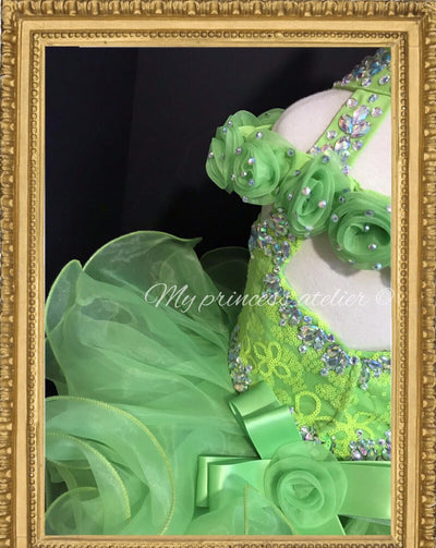 Tinker bell inspired dress/ pageant green dress/ princess birthday dress/ green flower girl dress/ green birthday dress / green costume dress