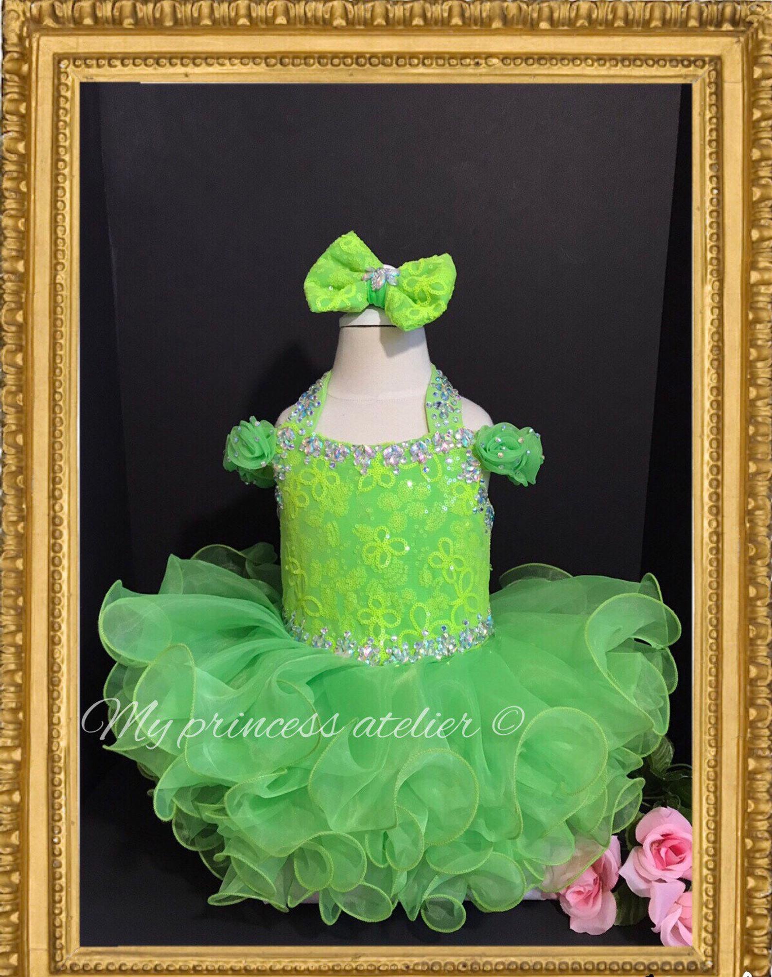Tinker bell inspired dress/ pageant green dress/ princess birthday dress/ green flower girl dress/ green birthday dress / green costume dress