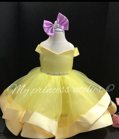 Princess yellow dress, girl holidays dress, girl yellow birthday dress, yellow pageant dress, yellow flower girl dress, belle costume dress