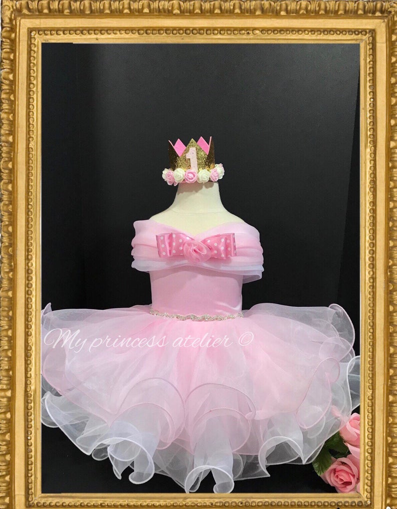 Pink princess dress/ princess birthday dress/pink first birthday dress/ princess costume dress/ pink pageant dress/ minnie dress
