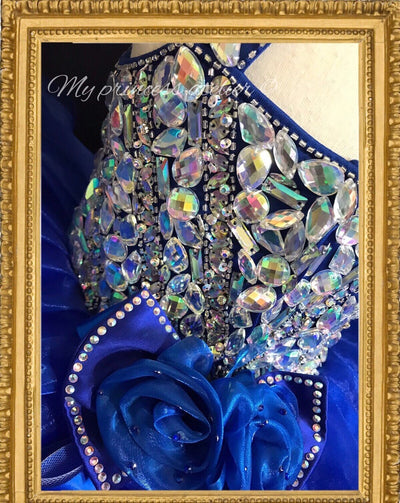 Blue millennium dress/ blue pageant dress/ pageant sparkling dress/ blue flower girl dress/blue birthday dress/ blue costume dress/ blue 1st