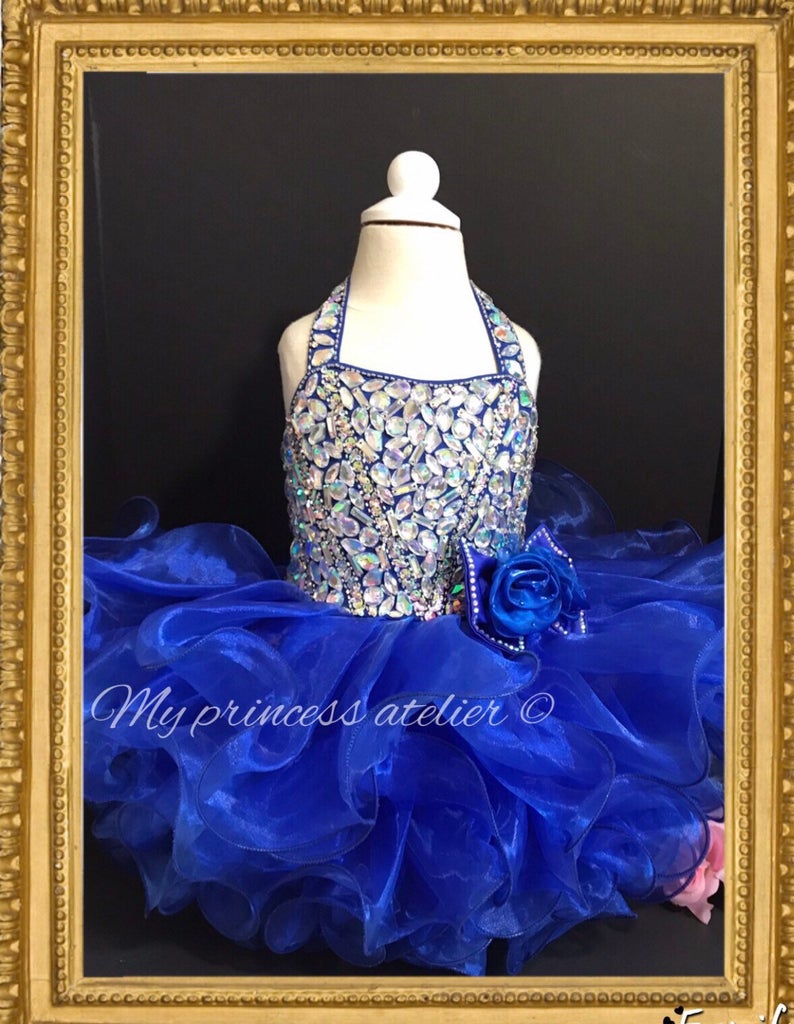 Blue millennium dress/ blue pageant dress/ pageant sparkling dress/ blue flower girl dress/blue birthday dress/ blue costume dress/ blue 1st