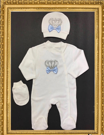 newborn boy crown onesie set/ baby boy comingTake me home jeweled layette/ newborn baby rhinestone white footie set/ baby boy crown crown romper