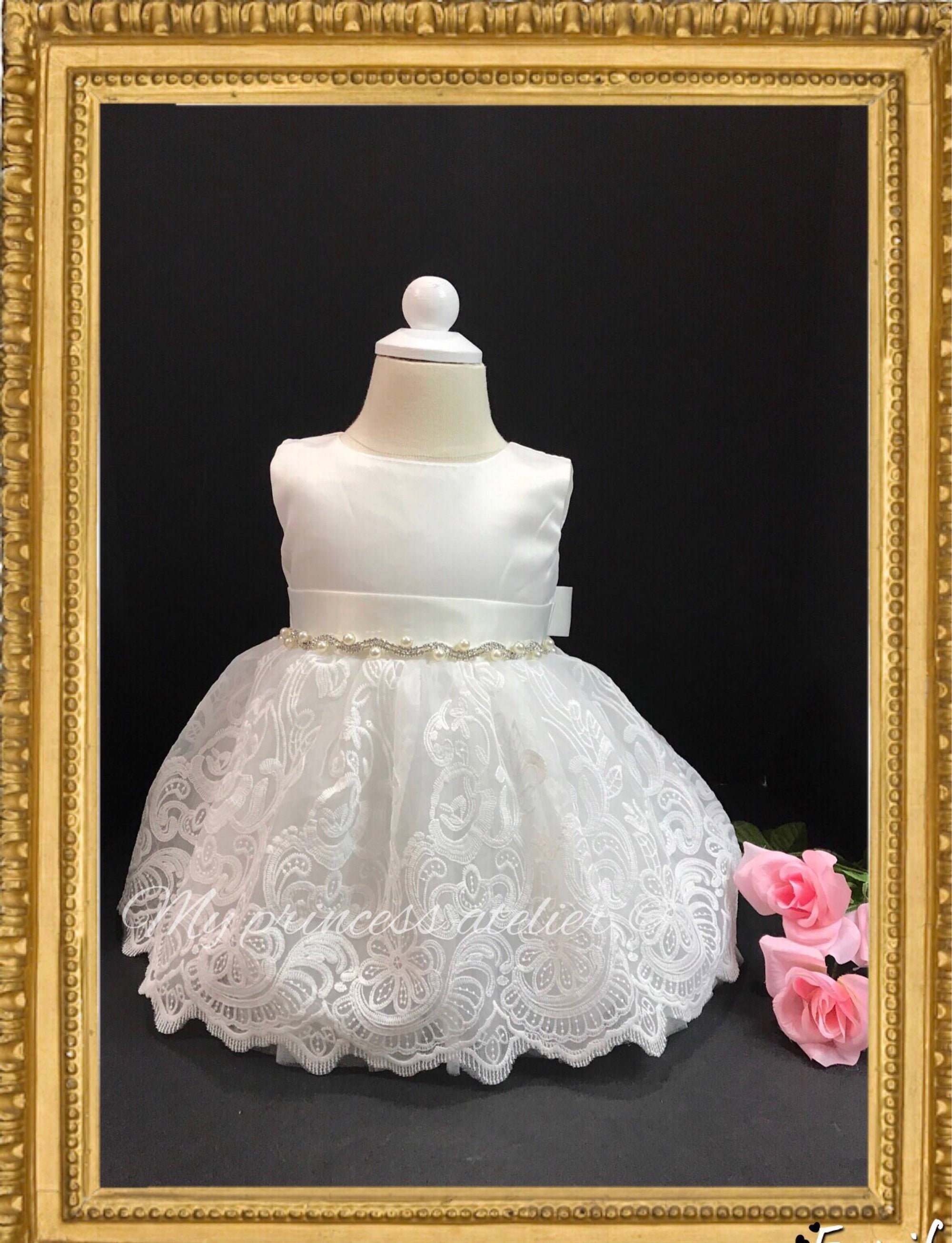 Lace christening dress/ baby girl baptism dress/ lace christening gown/ white flower girl dress/ baptism gown / white blessing dress