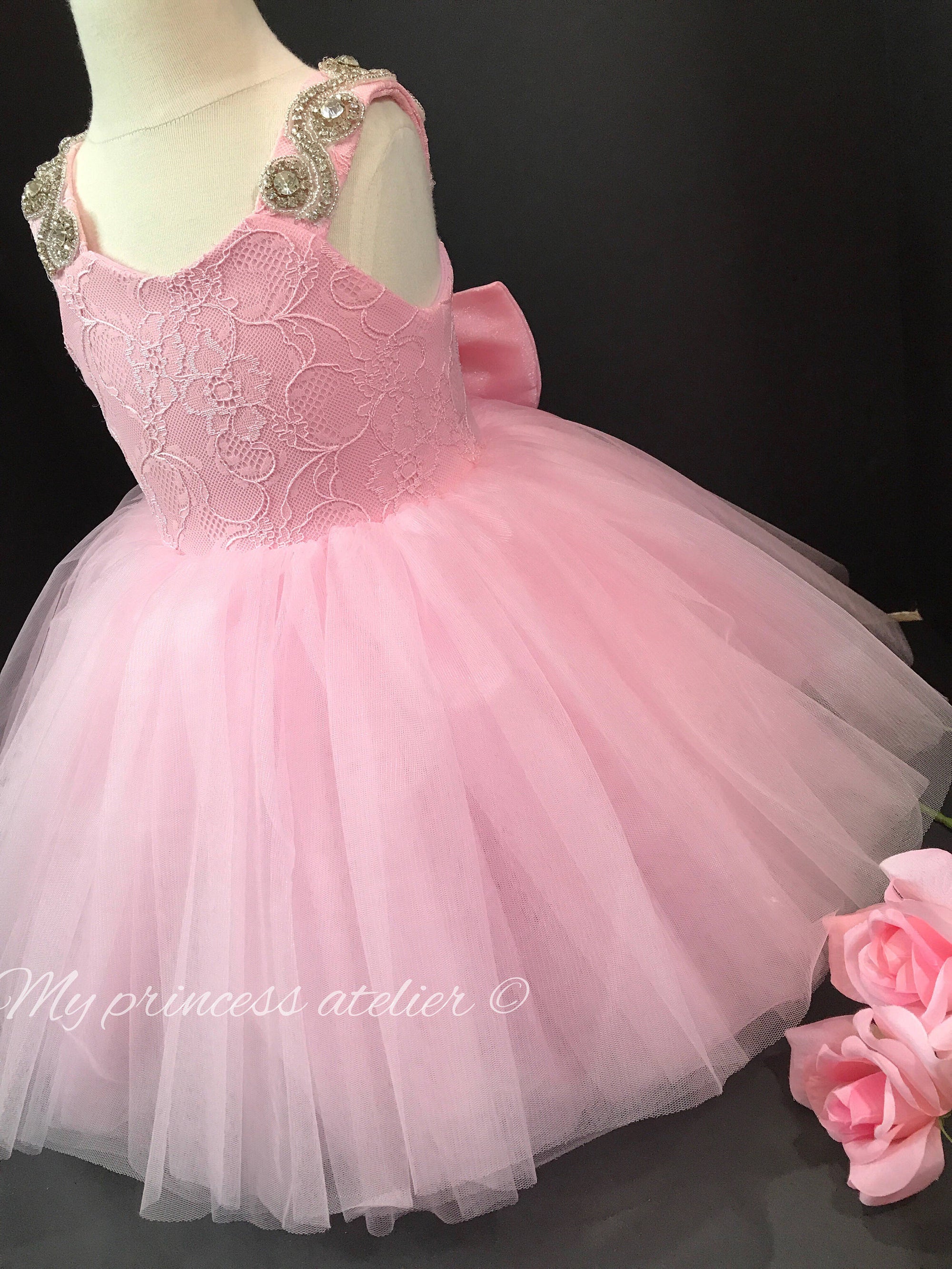 Pink first birthday dress, pink flower girl dress, princess birthday dress, pink pageant dress, pink flower girl dress, pink princess dress