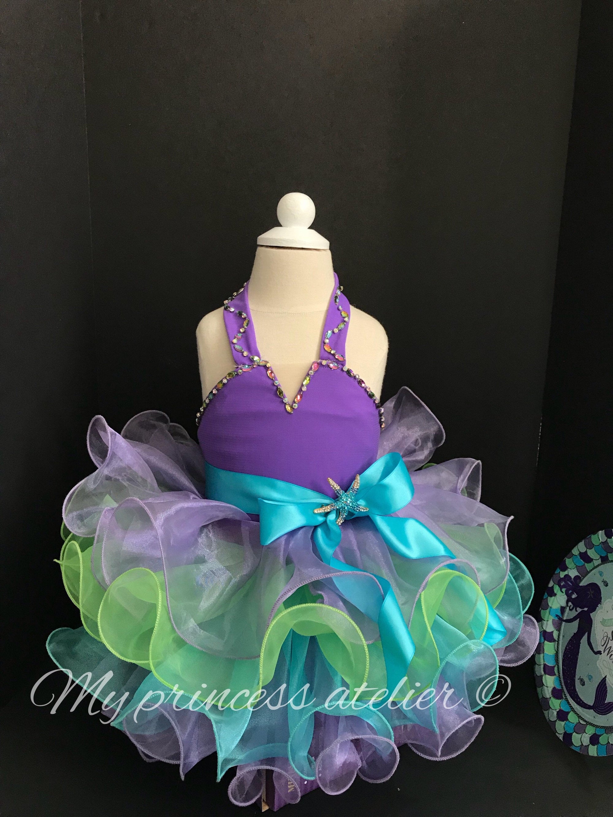 Princess dress, ariel inspired dress, girl mermaid dress, ariel first birthday dress, pageant dress, princess ariel inspired mermaid dress