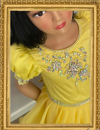 Yellow Glitz Pageant Dress/ Toddler Natural Pageant Dress/ Glitz National Pageant Dress/ First Birthday Girl/ Cupcake Glitz Dress.