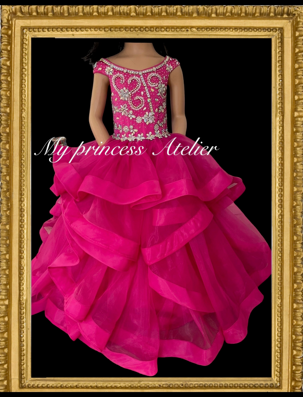 Girl Pink Flower Girl Pageant Birthday Gown.