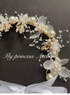 Girl Pearl Crystal headband, Baby Girl Baptism Crystal Headband.