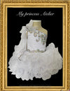 Girl white glitz princess cupcake pageant dress.