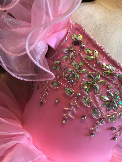 Girls pink pageant birthday dress, couture glitz pageant dress, first birthday girl dress, pink princess dress, girls natural dress.