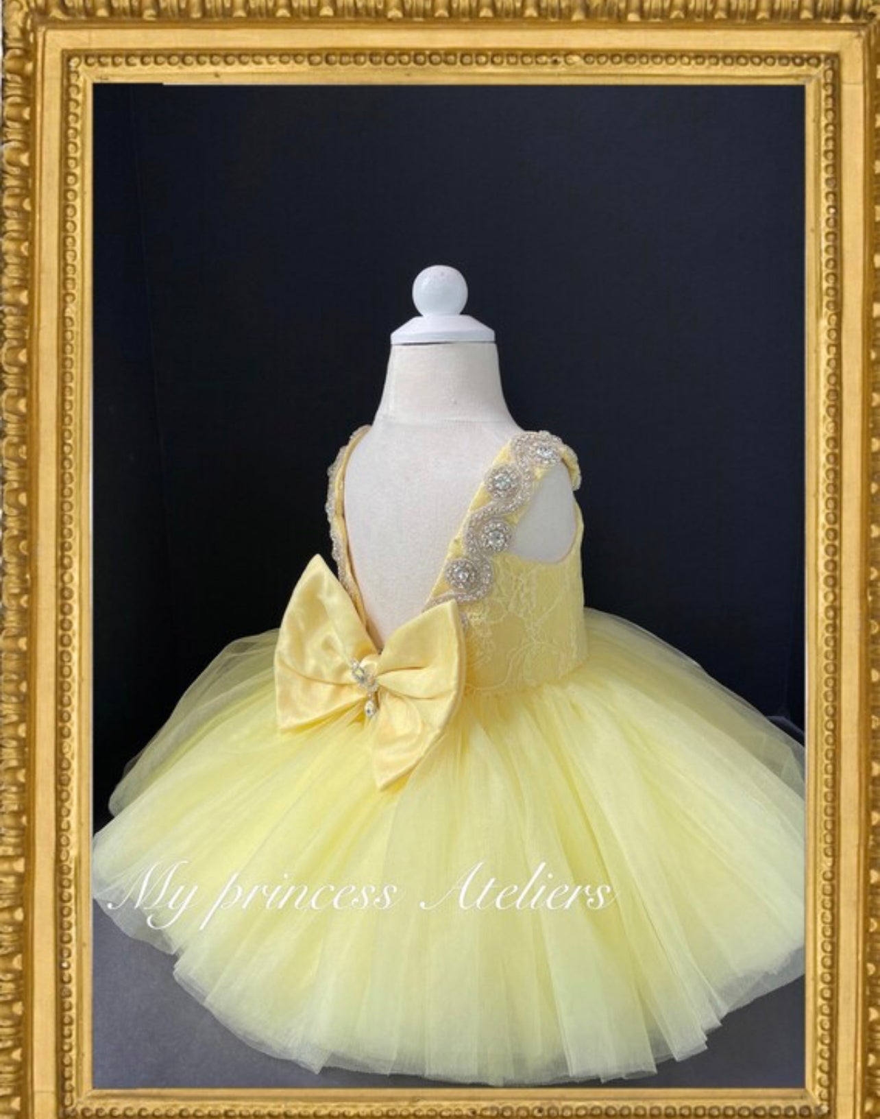 Princess  yellow birthday dress,pageant yellow dress, flowers girl yellow dress, first birthday yellow dress, couture princess yellow dress