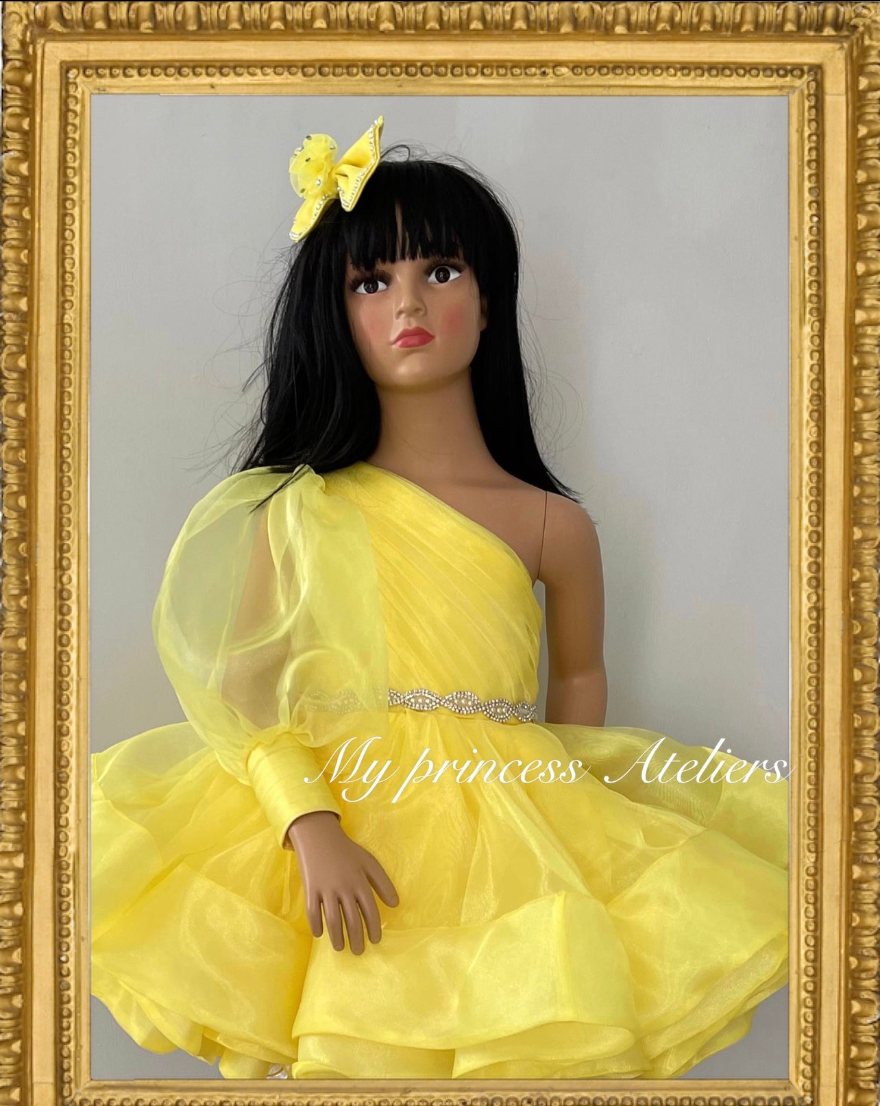 Girl yellow off the shoulder,  Princess Birthday Flower Girl Dress