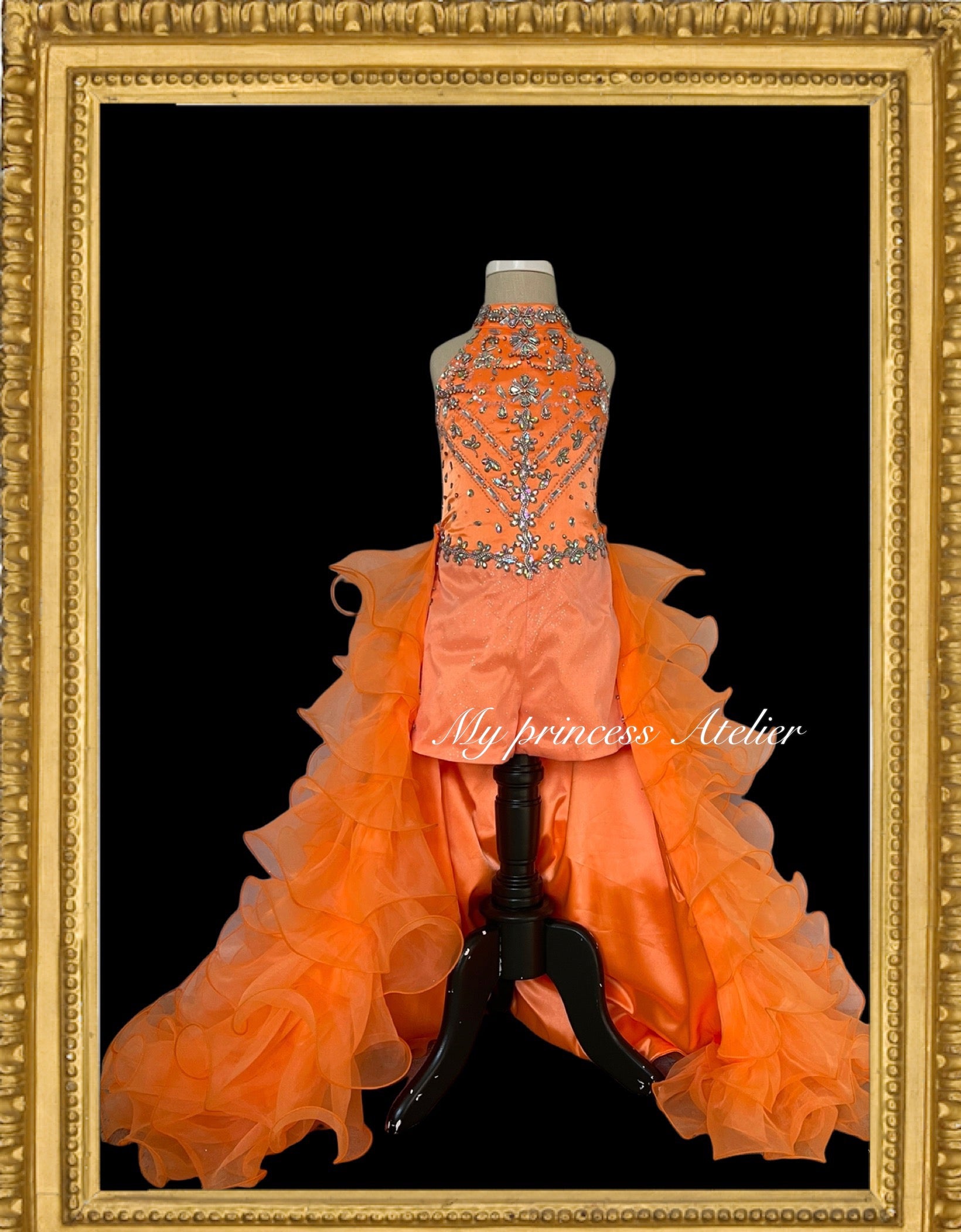 Fun Fashion Romper, Girl Orange Pageant Dress, Orange Cupcake Dress