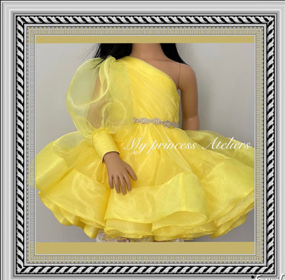 Girl yellow off the shoulder,  Princess Birthday Flower Girl Dress