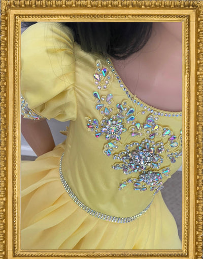 Yellow Glitz Pageant Dress/ Toddler Natural Pageant Dress/ Glitz National Pageant Dress/ First Birthday Girl/ Cupcake Glitz Dress.